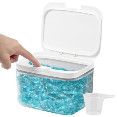 Imagem de Recipiente de cápsulas de lavanderia para lavanderia, recipiente automático de cápsulas de lavanderia, grande capacidade comporta suporte de cápsulas de lava-louças de 2,8 L com copo medidor para