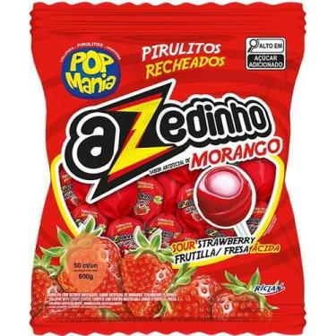 Imagem de Pirulito pop mania recheado 12g - Riclan, AZEDINHO MORANGO RECHEADO