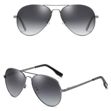 Imagem de HCHES Óculos de sol retrô de metal, masculino, polarizado, uv400, fashion, para dirigir, fotocrômico, feminino (3)