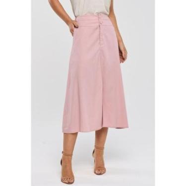 Imagem de Saia Midi PKS Com Fenda Linho Rosê-Feminino
