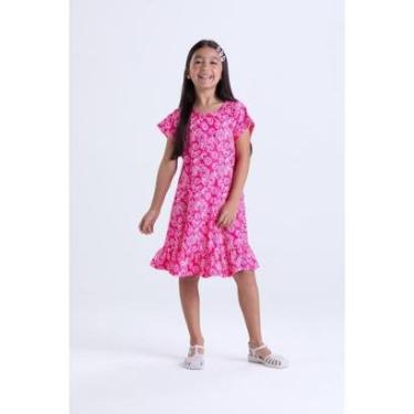Imagem de Vestido Infantil Menina Estampa de Flores e Babados-Feminino