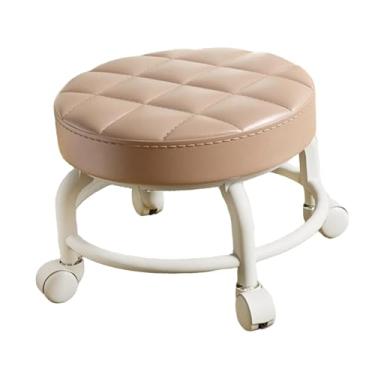 Imagem de IEUDNS Banco de trabalho com rodinhas, assento baixo com rodinhas, redondo, ergonômico, banco mecânico com rodas 25x25x20cm para ioga, loja Baber Home, Cáqui