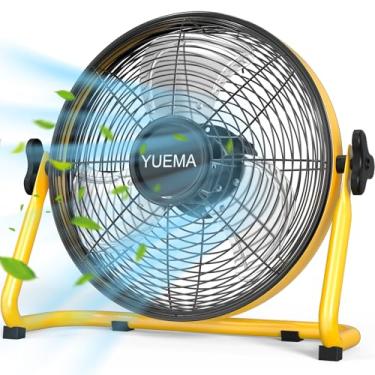 Imagem de YUEMA - Ventilador de chão a pilhas – Ventoinha recarregável sem fios de alta velocidade com lâmina de metal portátil para campismo, viagens, pátio, tenda de campanha, interior/exterior, ventoinha de