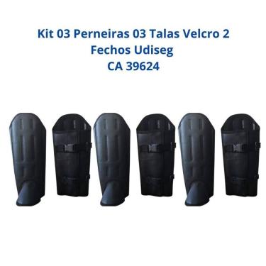 Imagem de Kit 03 Perneiras 03 Talas fecho aderente 2 Fechos Proteção Reforçada Udiseg CA 39624