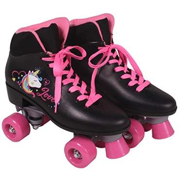 Imagem de Patins Quad Love Unicórnio Bel Fix Preto/Rosa 36