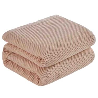 Imagem de Cobertor de lã feminino cobertores e mantas masculinos para cama adulto longo solteiro para sofá 28 camadas de algodão penteado de fibra longa lavável na máquina macio e confortável (bege, 100 x 150