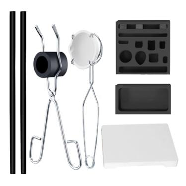 Imagem de Kit de fundição de fundição de tocha de grafite de 9 peças, inclui 2 varetas de agitação de cadinho | molde de fundição | molde de lingote 11 em 1 | placa de quartzo | cadinho | cadinho cilíndrico |