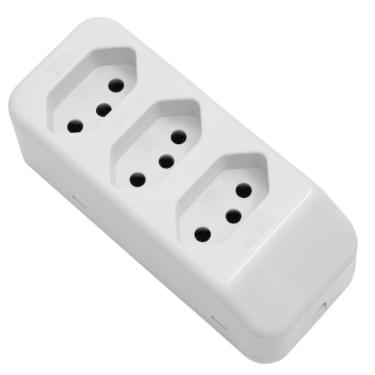 Imagem de Tomada Móvel Múltipla 2P+T 10A 250 Volts Tripla Cinza - 2700 - FAME