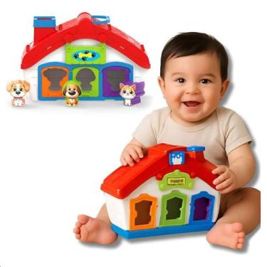 Imagem de Brinquedo Didático Infantil Casinha Com 3 Pet Bebê Casa 27cm JP BRINK 