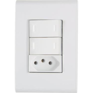 Imagem de Conjunto 4x2 com 2 Interruptores Paralelos 10 A 250 V e 1 Tomada 2P+T 