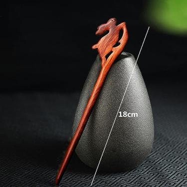 Imagem de Palitos de cabelo de madeira presilhas de cabelo de sândalo vermelho clipes de coelho estilo vintage acessórios para mulheres coque