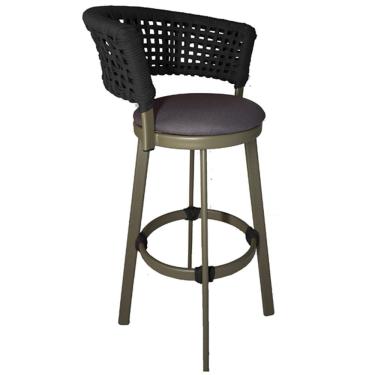 Imagem de Banqueta Somália em Alumínio e Corda Náutica Jardim Trama