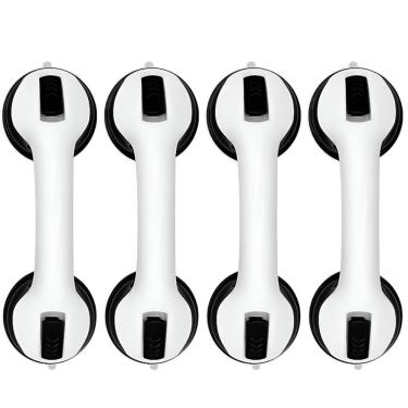 Imagem de Kit 4 Barra De Apoio Com Ventosa Suporte Sanitário Portátil Idosos Deficientes 29x10cm Banheiro Preto