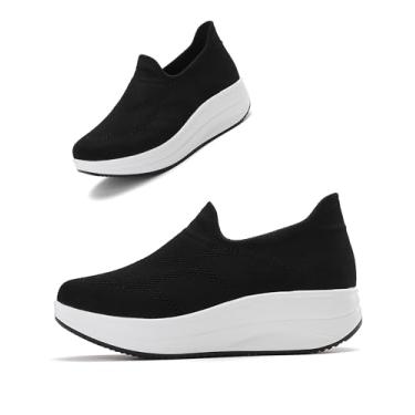 Imagem de Oude Mocassins Femininos Oude, Calçados De Trabalho Confortáveis E Arejados Para Uso Diário Feminino, Sola 5 Cm, Preto, Tamanho 8