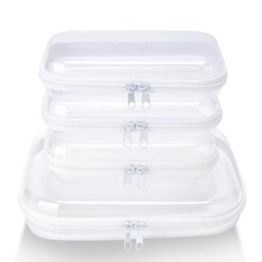 Imagem de Bolsas com zíper WELPIRT Hard Shell Clear Case Travel 4 unidades