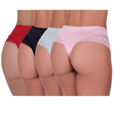 Imagem de Kit 4 Calcinhas Fio Dental Renda Vellfer VF-95, Multicor, GG