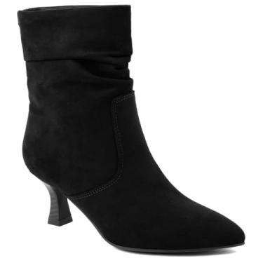 Imagem de Jones New York Botas femininas despojadas até o meio da panturrilha, bico fino, salto gatinho, com zíper lateral, sapatos elegantes para escritório, festa e noite -, Preto, 35