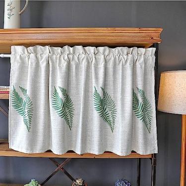 Imagem de Cortina curta de cozinha meias cortinas - 1 peça cortina de café de linho de algodão - para divisórias e decoração de janelas - cortinas de privacidade semi-transparentes para casa de banho / varanda