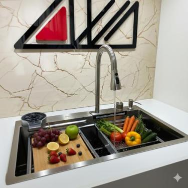 Imagem de Cuba Gourmet Cascata Aço Inox 304 com Torneira Premium