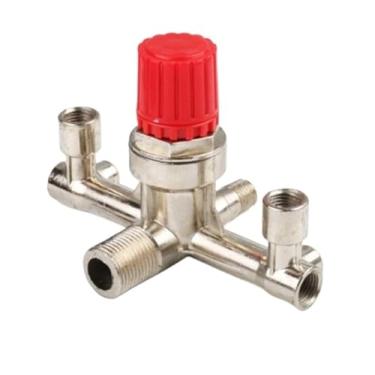 Imagem de Tubo de saída dupla liga compressor de ar interruptor regulador de pressão acessórios de peça de montagem de válvula WWECCQIJ