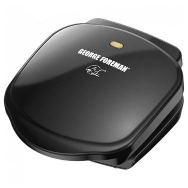 Imagem de George Foreman, grelha elétrica interna clássica para 2 porções e prensa Panini. Preto. Tamanho pequeno e compacto
