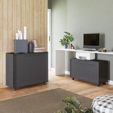 Imagem de Kit 2 Peças com Balcão 3 Portas e Balcão 2 Portas Pés Rodízio - Espres