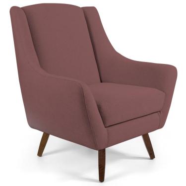 Imagem de Poltrona Decorativa Fixa Pés de Madeira Juliet D02 Veludo Rosê C-305 - Lyam Decor