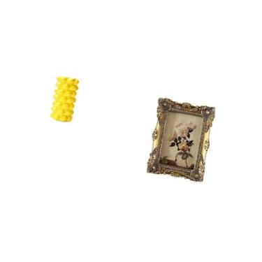 Imagem de Fenteer Vaso de Flores de Porcelana E Moldura Ornamentada para Fotos, Moldura Decorativa Vintage de Resina para Exibição de Fotos, Ornamento para Mesa, Sala D