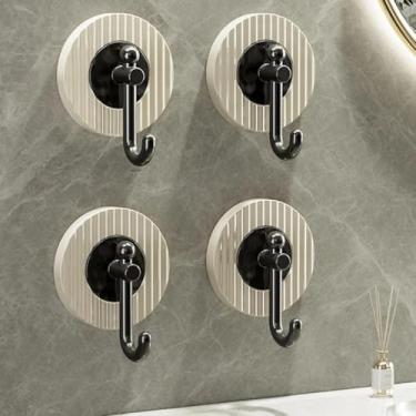 Imagem de 4 ganchos de luxo creme, luz branca, adesivo com forte capacidade de carga, sem necessidade de fazer furos, gancho adesivo de banheiro e vaso sanitário