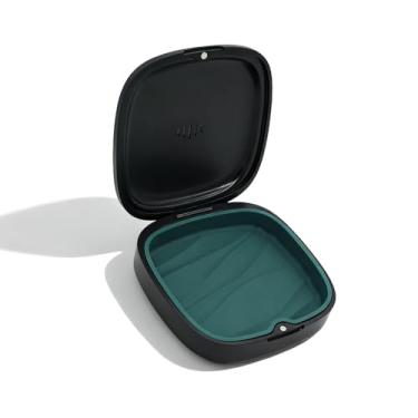 Imagem de Maobuli Suporte de alinhador fino, estojo retentor fino com orifícios de ventilação, caixa de proteção noturna portátil de baixo perfil (preto verde)