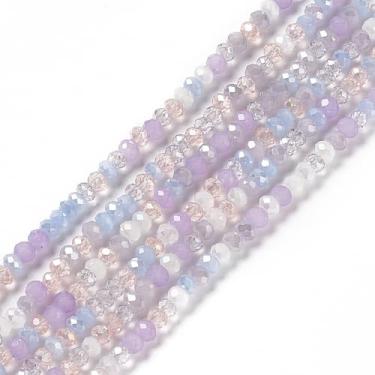 Imagem de Cerca de 185 peças de contas de vidro galvanizadas a cores AB, contas espaçadoras soltas de abaco facetado lilás de 3 x 2,5 mm para fazer joias para brincos de colar de pulseira DIY, orifício: 0,7 mm