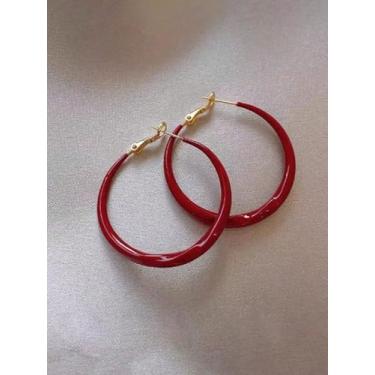 Imagem de Brincos de coração vermelho, brincos de argola de ouro para mulheres, pequenos brincos de argola de ouro, argola de prata, joias delicadas, presente