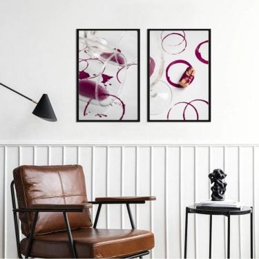 Imagem de Kit 2 Quadros Arte Vinho Tinto - Fotos 24X18Cm - Com Vidro
