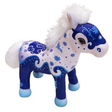 Imagem de Boneca de brinquedo de pelúcia Elegant Blue Horse de 32 cm para crianças e colecionadores