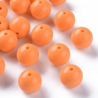 Imagem de Spritewelry 111 peças/500 g 20 mm contas redondas de acrílico grosso chiclete laranja contas opacas espaçador solto para fazer joias, pulseiras, colar, artesanato artesanal