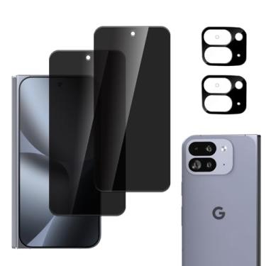 Imagem de Protetor de tela frontal de vidro temperado de privacidade, resistente a arranhões, antiespião, para Google Pixel 10 Pro Fold, pacote com 2 inclui tela de privacidade + protetor de lente da câmera