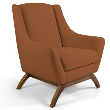 Imagem de Poltrona Decorativa Base Manu Madeira Juliet Veludo C-262 Telha - Domi