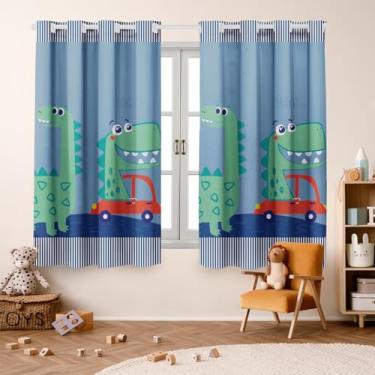 Imagem de Cortina Infantil Decorativa, 2,00 x 1,50m, Poliéster, Estampada, para Quarto de Criança (DINO CARRO)