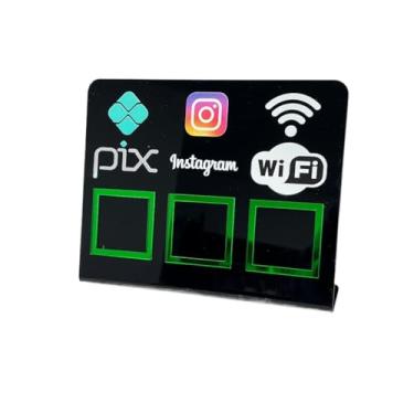Imagem de Placa Pix Display Mesa Balcão PIX INSTAGRAM E WI-FI(Preto c/Verde)