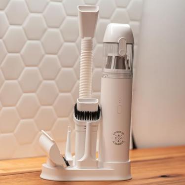 Imagem de Living in a Bubble Espanador de ar sem fio e mini conjunto de vácuo, aspirador portátil sem fio para carro/van