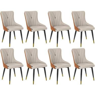 Imagem de Kit 8 Cadeiras de Jantar Estofada Verona Design Italiano Encosto Anatô