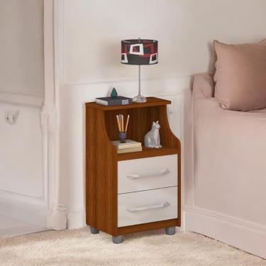 Imagem de Mesa De Cabeceira Com 02 Gavetas Quebéc Cinamomo E Off