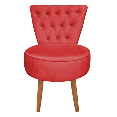 Imagem de Mocho Capitonê Veludo Pés Palito Castanho Vermelho