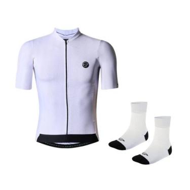 Imagem de Camisa ciclismo masculina Mauro Ribeiro Fiber 2.0 slim Meia, Branco, M