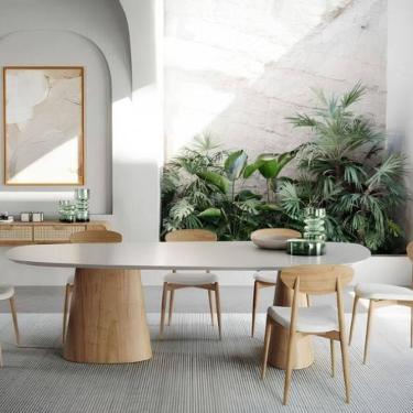 Imagem de Mesa De Jantar Orgânica 235x122cm Base Carvalho Tampo Laca