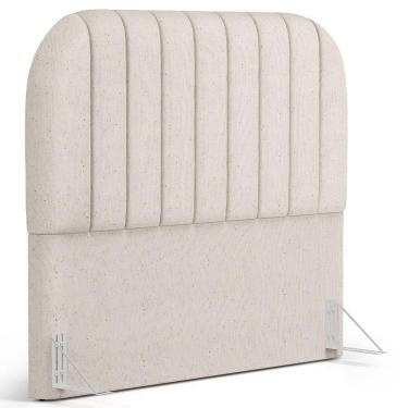 Imagem de Cabeceira Cama Box King Estofada Orgânica 195cm Alice W01 Linho Cru - Lyam Decor