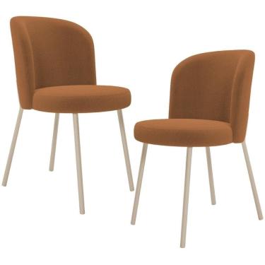 Imagem de Kit 02 Cadeiras Para Sala De Jantar Cozinha Estofada Gavi Arena L02 Bouclê Terracota - Lyam Decor