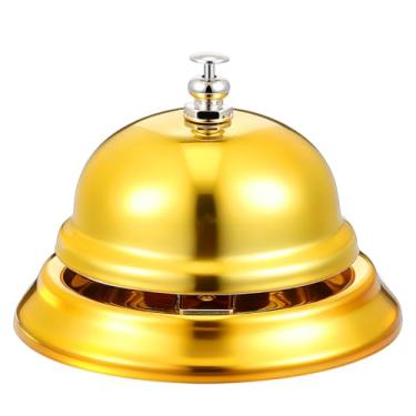 Imagem de Campainha de serviço para mesa dourada, campainha de chamada de recepção clássica para chamadas de restaurante, balcão, hotel, recepção, concierge, 8 cm, ferro dourado