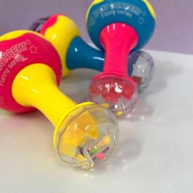 Imagem de Chocalho Halter Mordedor Brinquedo Maraca Colorido Bebê Sino Chocalho 