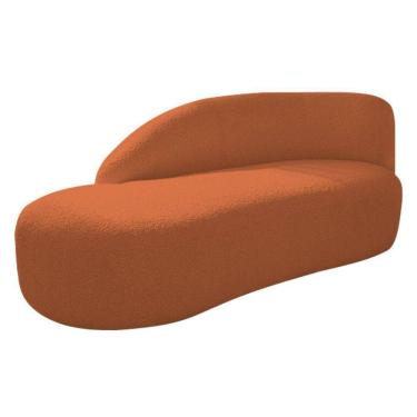 Imagem de Divã Recamier Curvo Luna 140cm Lado Esquerdo Suede - Adj Decor Cor Terracota
